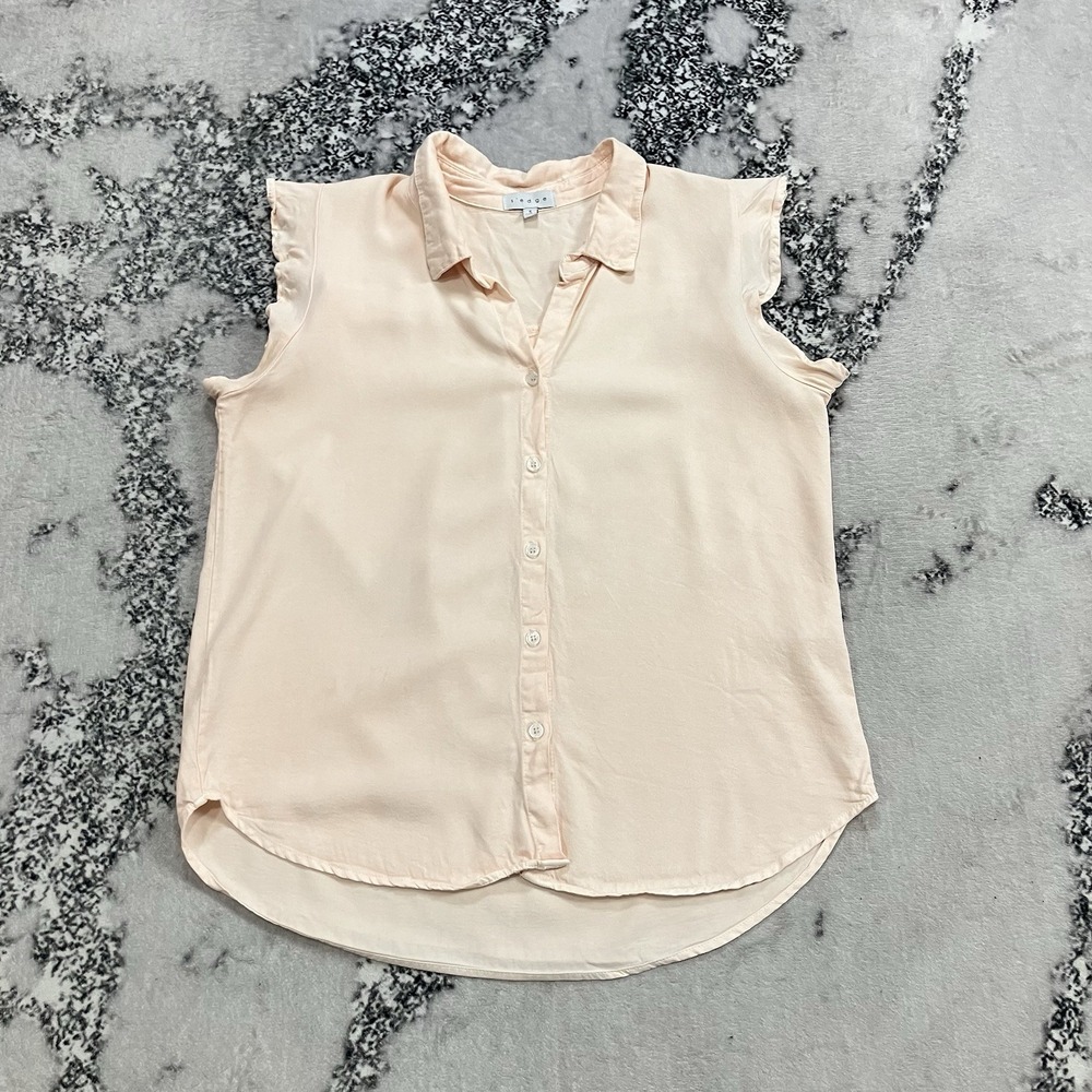 Sedge Blush Pink Button‎ Front Flutter Sleeve Blouse Women's Size Small